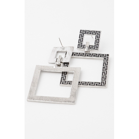 Double Greek Key Frame Earrings