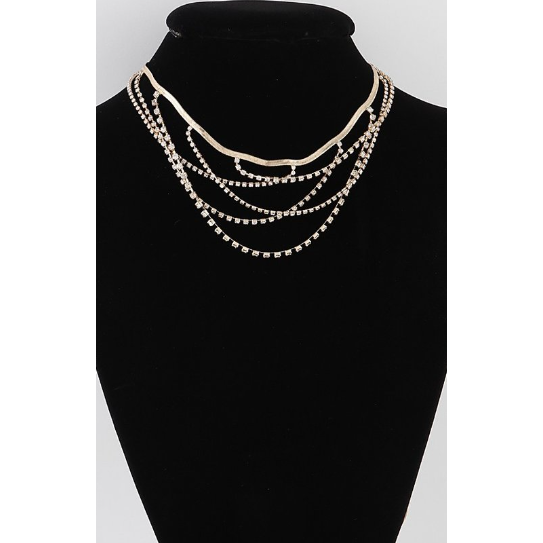 Multi Crystal Laced Strand Necklace