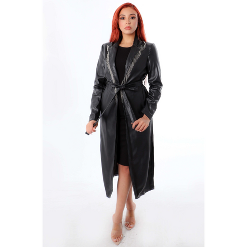 Estell Faux Leather Long Jacket