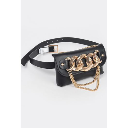 Oversized Chain Fanny Pack W/Crossbody Chain