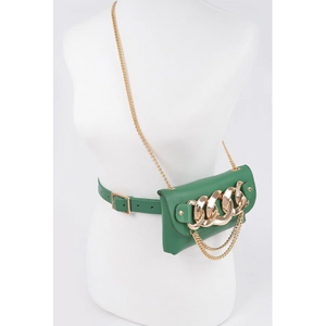 Oversized Chain Fanny Pack W/Crossbody Chain