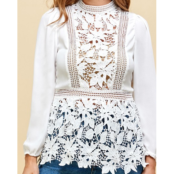 Sheer Lace Detail Blouse