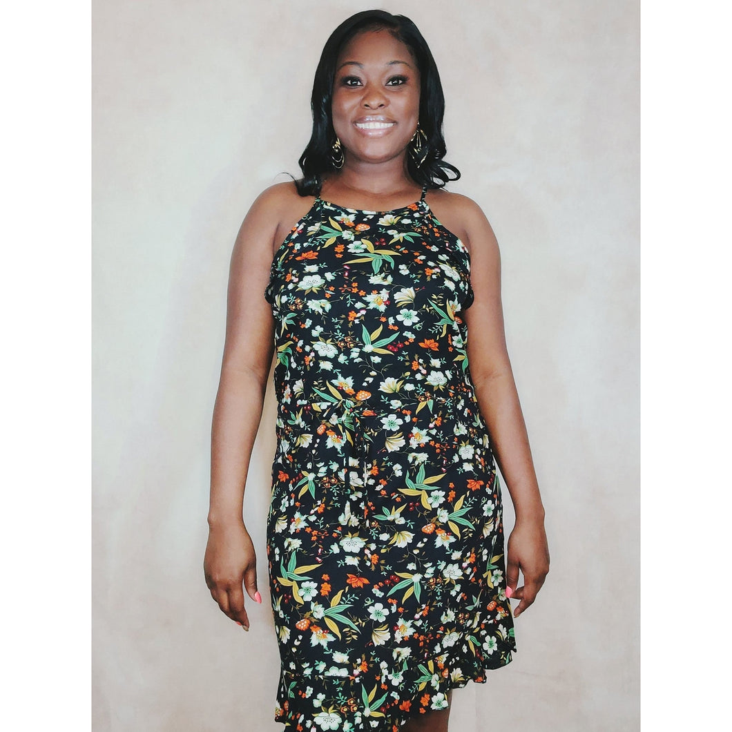 Ruffled Floral Sleeveless Dress