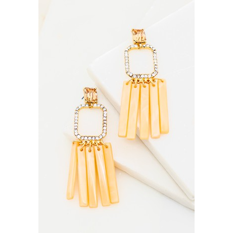 Rhinestone Rectangular Earrings