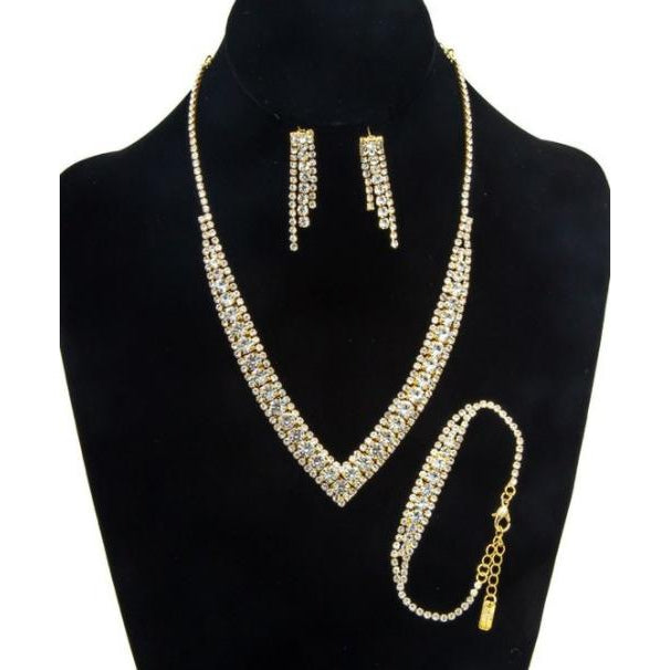 Crystal Rhinestone Necklace and Bracelet Set