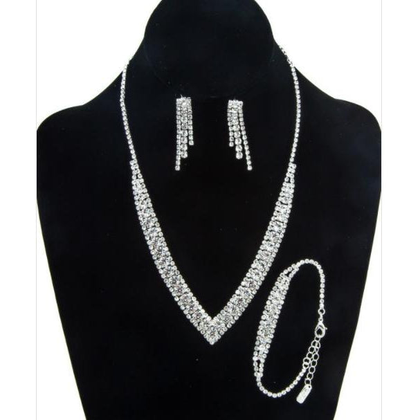 Crystal Rhinestone Necklace and Bracelet Set