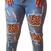 Leopard Spliced Jeans