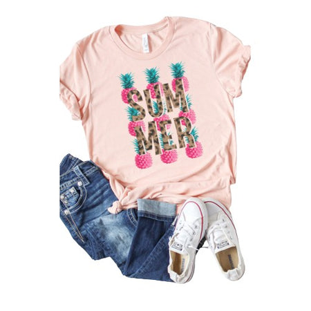 Summer Leopard Pink Pineapple Graphic Tee