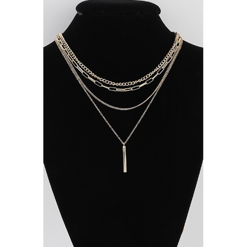 Multi Chain Bar Drop Necklace